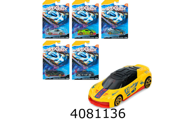 Машинка метал. 6 видів на листі 7см (192) 266-C