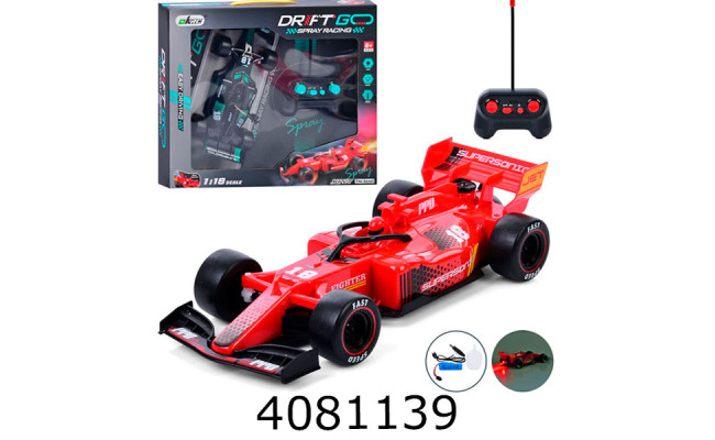 Машина радiо акум. в коробці гоночна пара/дим usb-зарядне 2 кольори 33*27*5см (18) KM663-6