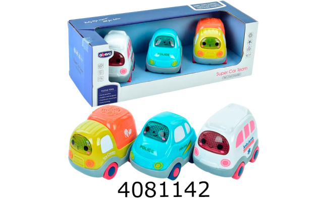 Набір машинок 3шт в коробці світло музика на батар. 28*9*10 (24) QX-91187E