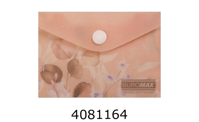 Папка конверт на кнопці A7 Buromax ARABESKI мат. напівпроз. пластик персик. (12) BM.3923-46