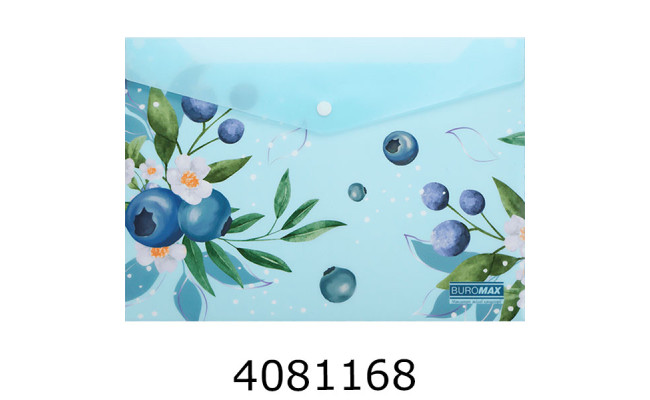 Папка конверт на кнопці А4 Buromax ARABESKI мат. напівпроз. пластик морська хв.(12) BM.3943-17