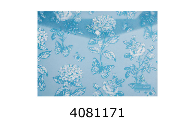 Папка конверт на кнопці A4 Buromax ARABESKI мат. напівпроз. пластик синьо-сірий (12) BM.3943-95
