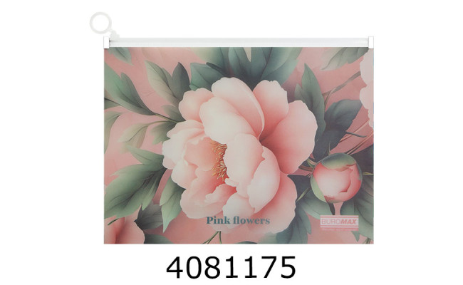 Папка конверт на zip-блискавці А4 Buromax ARABESKI напівпроз.мат.пластик рожевий (24) BM.3948-10