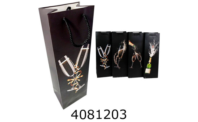 Пакет подарунковий під пляшку 12*36*9 (9071) mix  (12) 461696