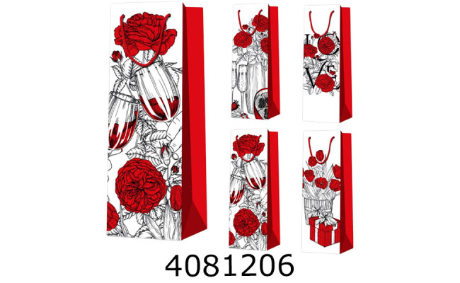 Пакет подарунковий під пляшку 12*36*9 (9094) mix  (12) 461697