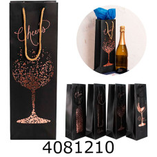 Пакет подарунковий під пляшку 12*36*9 (9056) mix  (12) 461699