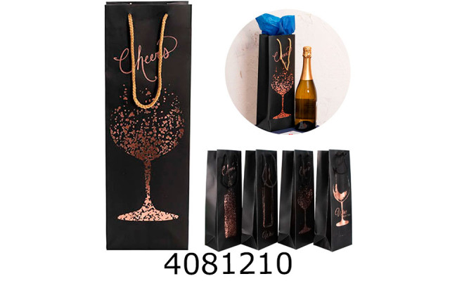 Пакет подарунковий під пляшку 12*36*9 (9056) mix  (12) 461699