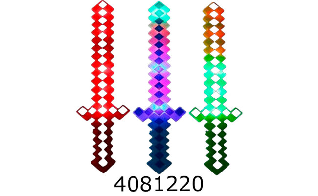 Меч в кульку на батар. Minecraft 3 кольори світло 62см (144) C28414