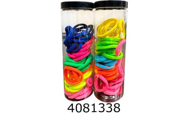 Резинка для волосся 50 шт в тубусі неонова (12/600)