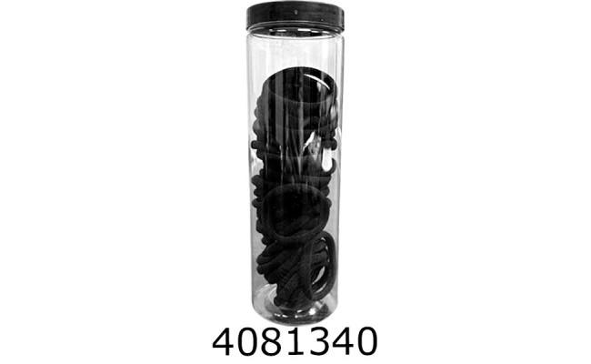 Резинка для волосся 50 шт в тубусі чорна (12/600)