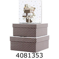 Коробка карт. для подарунків 3 ш в наборі розмір найбільшої 20х20х9.5см з глітером BUROMAX BM.233314