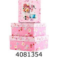 Коробка карт. для подарунків 3 ш в наборі розмір найбільшої 20х20х9.5см з глітером BUROMAX BM.233316