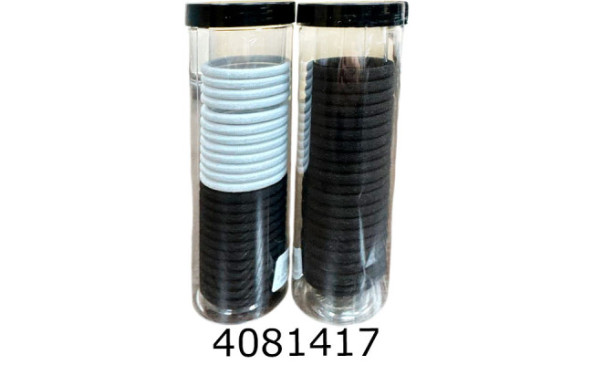 Резинка для волосся 20 шт в тубусі чорні і чорно-білі (12/600)