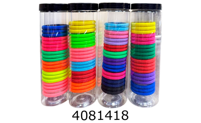 Резинка для волосся 20 шт в тубусі неон яскраві (12/600)