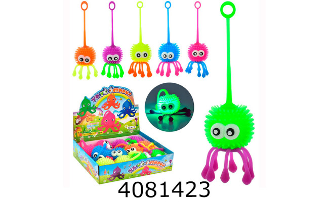 Антистрес Восьминіг в дисплеї 6 кольорів світ. ціна за 12шт (12) MS 3378