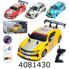 Машина радіо акум. в коробці дрифт доп. колеса USBзарядне 2 види по 2 кольори 26*14*11см (12) 161-RC02M-4M