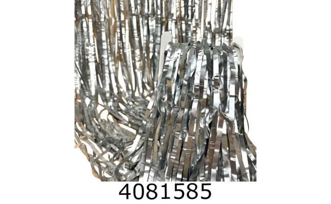 Шторка фольгована для фотозони сатин срібло 2053/1441