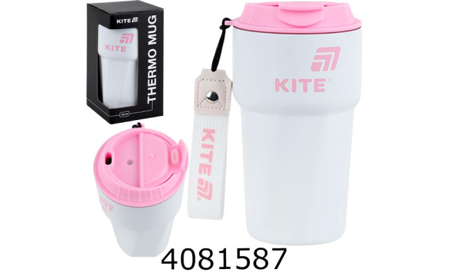 Термокружка  450 мл біло-рожева K25-1220-3