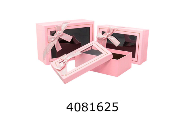 Коробка карт. для подарунків 3в1 рожева ціна за набір 19*19*9.517*17*815*15*6.5см 882