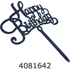 Топер в торт Happy Birthday чорний (20) 5892