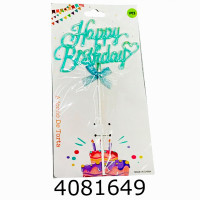 Топер в торт Happy Birthday бірюза (20) 89