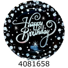Тарілка картонна Happy Birthday чорні ціна за 10шт 22-96