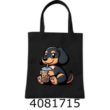 Сумка шопер Такса чорна 40х34см З БЛИСКАВКОЮ (100) 25-142