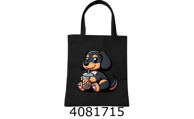 Сумка шопер Такса чорна 40х34см З БЛИСКАВКОЮ (100) 25-142