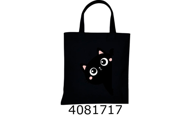 Сумка шопер Котик чорний 40х34см З БЛИСКАВКОЮ (100) 25-145