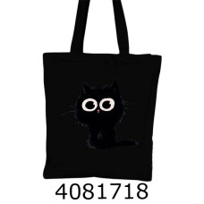 Сумка шопер Котик чорний 40х34см З БЛИСКАВКОЮ (100) 25-146