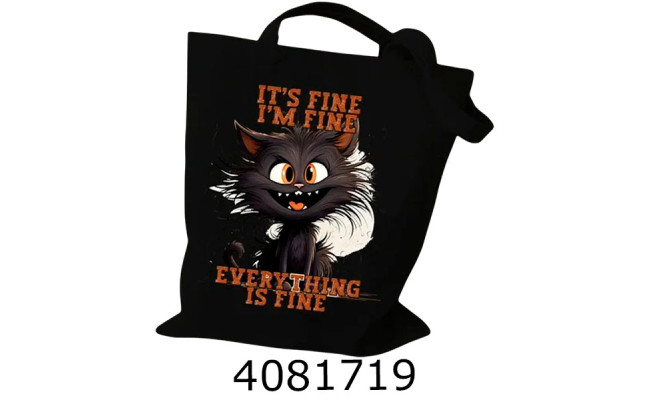 Сумка шопер Котик чорний з книгами 40х34см З БЛИСКАВКОЮ (100) 25-148