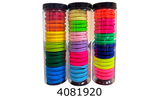 Резинка для волосся 20 шт в тубусі неонові 12/600)