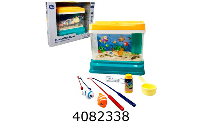 Акваріум + риболовля 2 вудочки 2 рибки сачок баночка з кормом 27*12*22 см CY-7077B