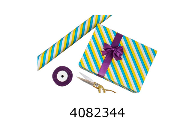 Папір подар. 70*800см жовто-блакитна діагональ в рулоні 70г/м2 255-3931