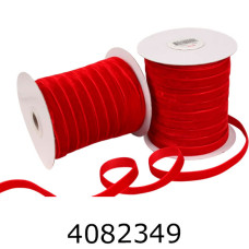 Стрічка оксамитова пакувальна 12мм* 457м червона 581-000