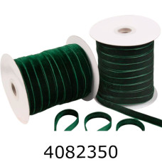 Стрічка оксамитова пакувальна 12мм* 457м зелена 581-048