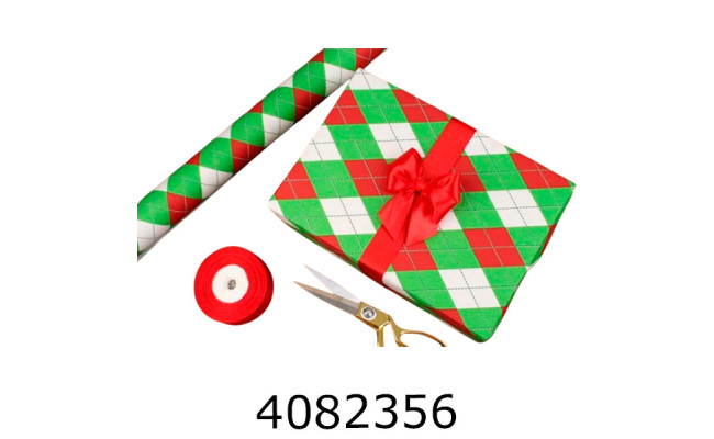 Папір подар. 70*800см Ромб зелено червоний 70г/м2 255-8530