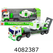 Машинка на батар. в коробці Вантажівка з гелікоптером світло звук 37*9*15см WY571D