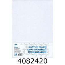 Картон білий А4 10арк. 220 г/м2 двост. крейд. Графіка в п/п пакеті (140) КА4810Е