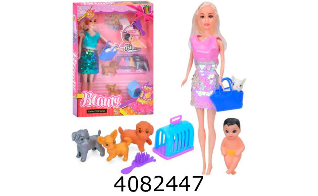 Лялька в коробці з аксесуарами тваринами 4шт 2 види  22*32*5см (48)) HBX66