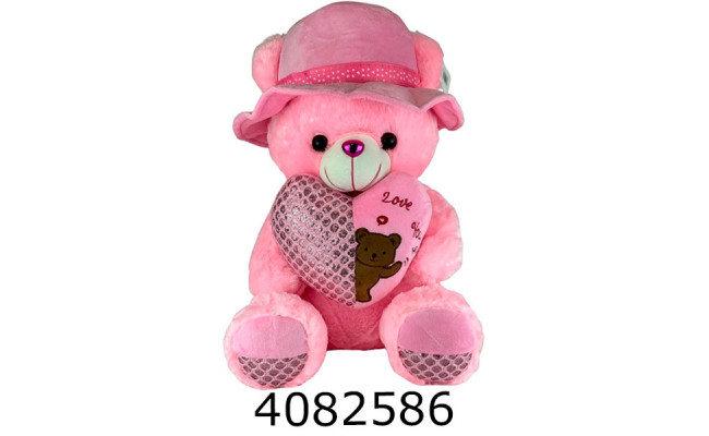 Ведмідь 50см в капелюсі з серцем рожевий 4-76