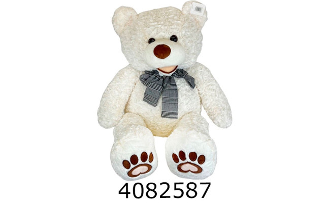 Ведмідь 90см в капелюсі з бантом молочний 4-79