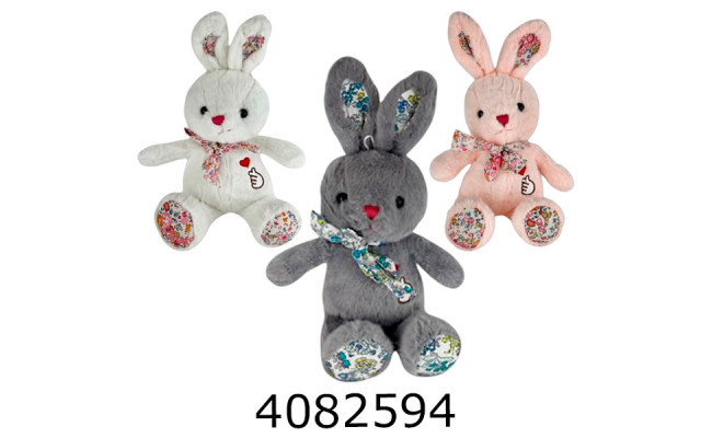 Зайчик 25 см з бантом м'яка іграшка мікс кольорів 4-103