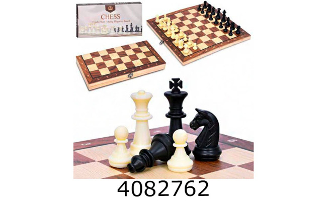 Шахи дерев'яні магнитні фігури пластик в коробці 15*30*3см (36) FG240502027L