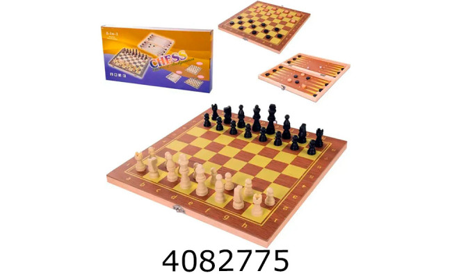 Шахи 3 в 1 дерев'яні 29*15*3см (36/72) 622A
