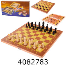 Шахи 3 в 1 дерев'яні 24*13*3см (30/60) 621A
