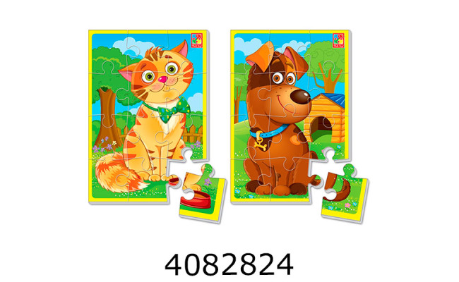 Пазли Vladi Toys А5 Котик та песик 12 елем. (50) VT1103-43