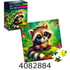 Пазли 64 ел. De.tail. Єнот з метеликами DT1234-12