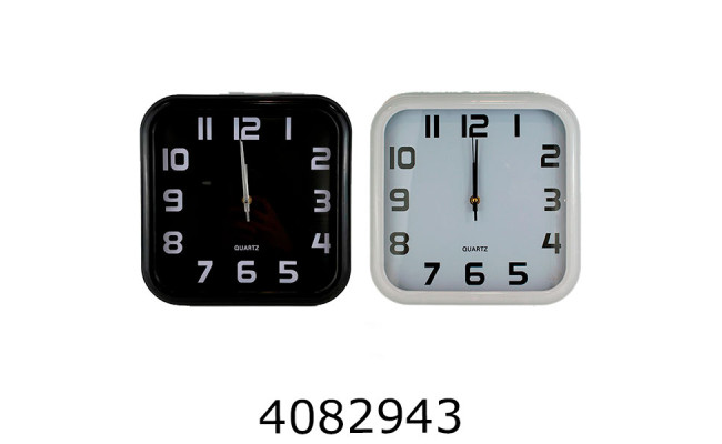 Годинник настінний квадратний білий/чорний 3-25 25см 140972