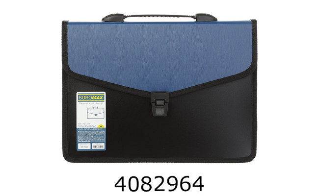 Портфель на 3 відд. Buromax А4 на замку синій (12) BM.3734-02